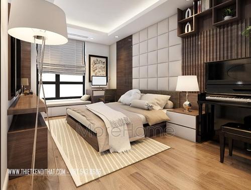  Thiết kế phòng ngủ chung cư đẹp Ngoại Giao Đoàn với đệm bông ép cao cấp